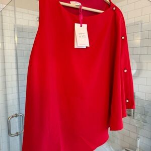 Julie Brown “one-shoulder” red top. Sz M